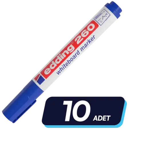 Edding Beyaz Tahta Kalemi Mavi E-260 10'lu Paket