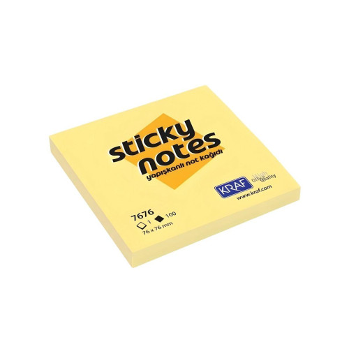 Kraf Yapışkanlı Not Kağıdı 76x76 Sarı 100 Yaprak