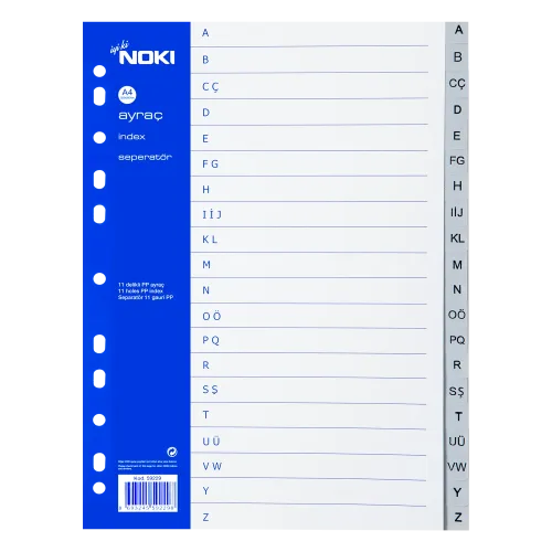 Noki Ayraç PP A-Z Türkçe Harf