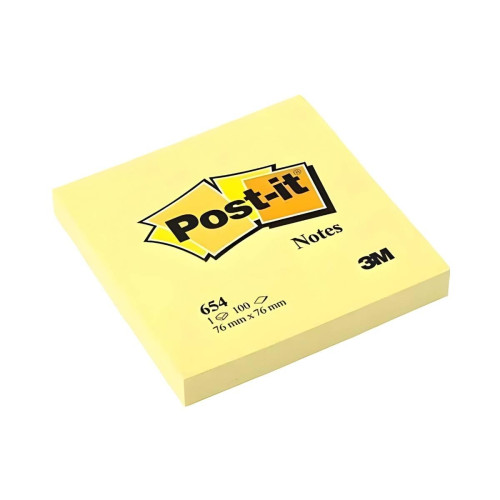 Post-it 654Y Yapışkanlı Not Kağıdı 76x76 mm Sarı 100 Yaprak