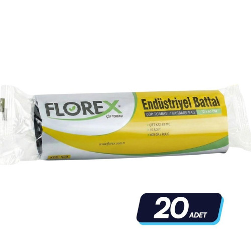 Florex Çöp Torbası Endüstriyel Battal 72x95 400 gr 20 Rulo