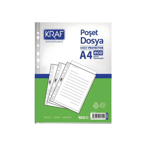 Kraf Poşet Dosya A4 Eco 100'lü 1007