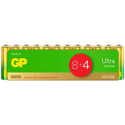 GP G-Tech Ultra Alkalin Kalem LR6 - AA Boy 1.5V Pil 12'Li Shrink
