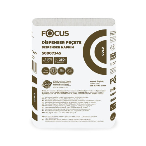 Focus Gold Dispenser Peçete 250 Yaprak 18'li