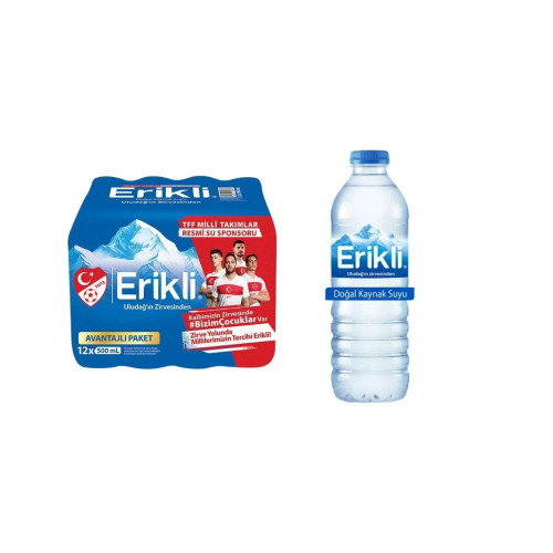 Erikli Doğal Kaynak Suyu Pet Şişe 500 ml x 12'li